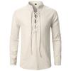 Men's Renaissance Shirt Pirate Medieval Viking Top Cotton Linen Shirts Men Long Sleeved Halloween Costume