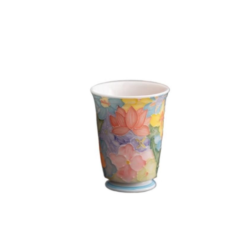 Jingdezhen Hand Painted Underglaze Color Thousand-Flower Pattern Tea Cup Stacked Glaze FineChinaCeramicGongfuTea WarePersonalUse