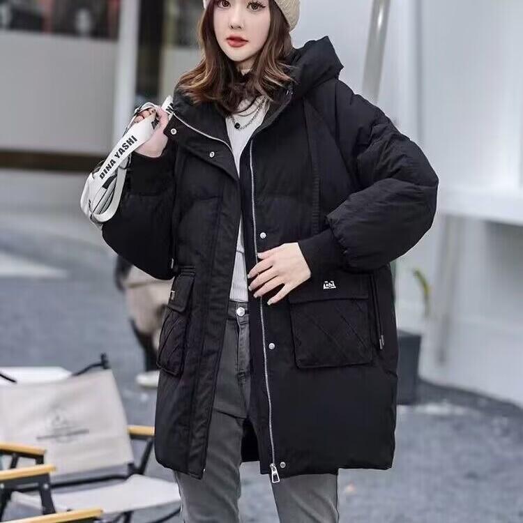 New down cotton clothes women's winter clothes medium and long popular loose hooded padded jacket