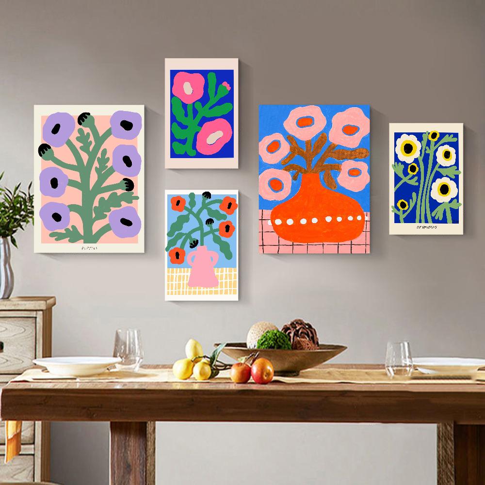 Colorful Anemones Shapes Flower Market Poster Decor Vintage Decorative Painting Classic Movie Posters Wall Art Painting