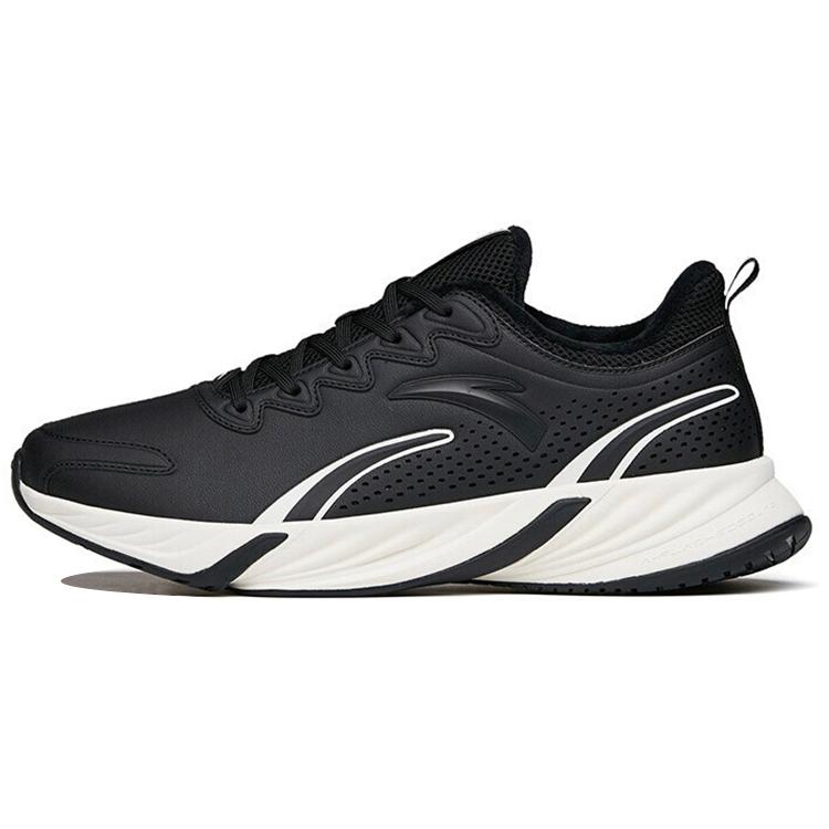 New Anta Running Collection Anti Slip And Wear Resistant Warm Low Top Running Shoes Men's Black White 112145523-12