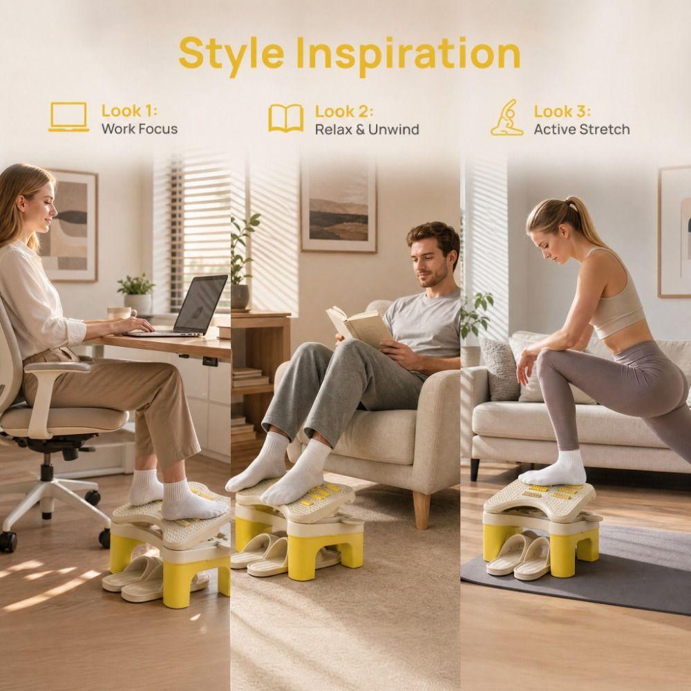 Hollow Out Adjustable Footstool Nonslip Bottom Office Desk Leg Rest Under Desk Footrest  Home Study