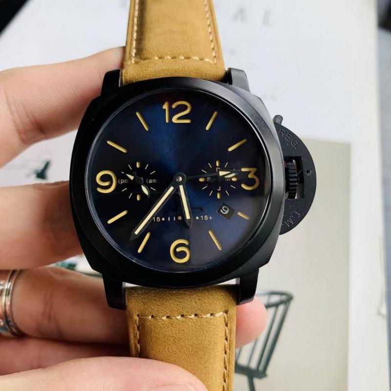 Herren Multifunktions-Automatik-Uhr mit Lederarmband