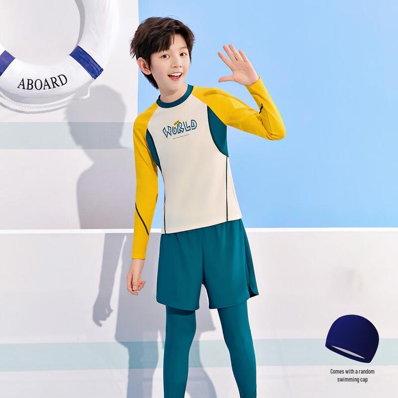 Youyou Boy's Long Sleeve Sun Protection Swimsuit Set