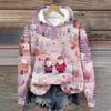 Women's Fashion Long Sleeve Christmas Print Loose Hooded Sweatshirt Top