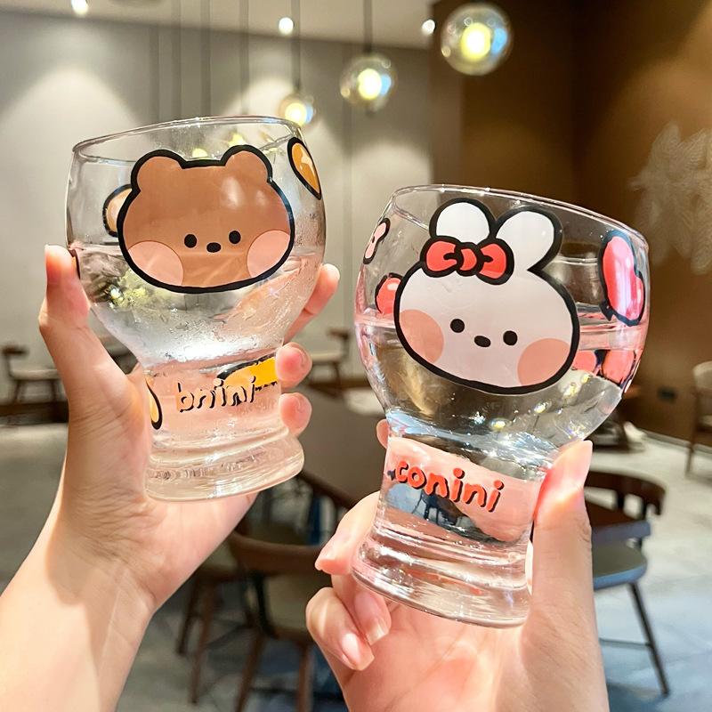 Minini Brown Bear Glass Water Cup 2025 New Summer Beer Cup Large Capacity Juice Milk Coffee Cup Female