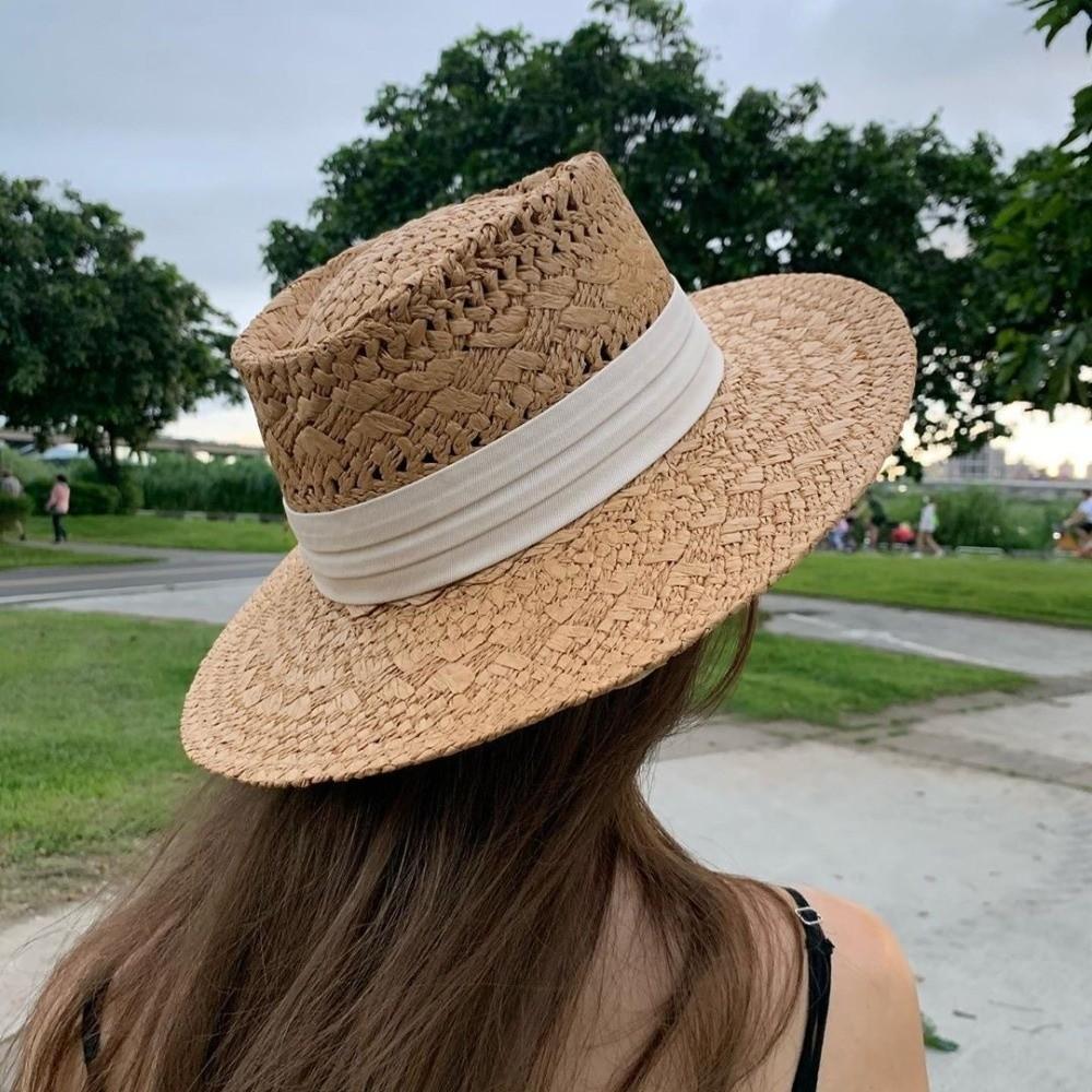 Sunscreen Hollow Straw Hat Wide Brim Visor Cap Fashion Western Cowboy Hat  Hiking