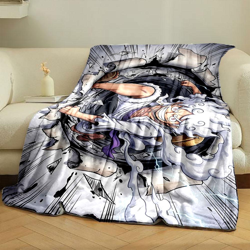 A character with wild white hair bursts through a wall with dynamic energy. for all seasons blanket lunch break throw gift