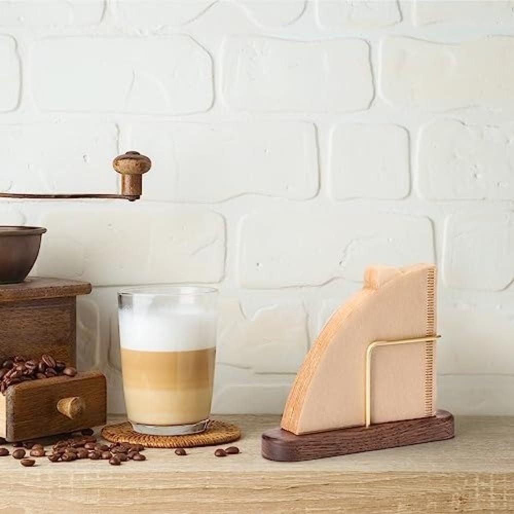 Vertical Design Stand Coffee Filter Storage Durable Wooden Dustproof Bracket  Coffee Bar