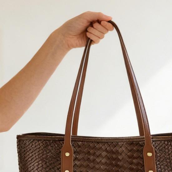 4Pcs Faux Leather Bag Handles Purse Handles with Pre-Punched Holes Rivets Sew on Short Replacement Straps for Handbags Tote Bags Shoulder Bags