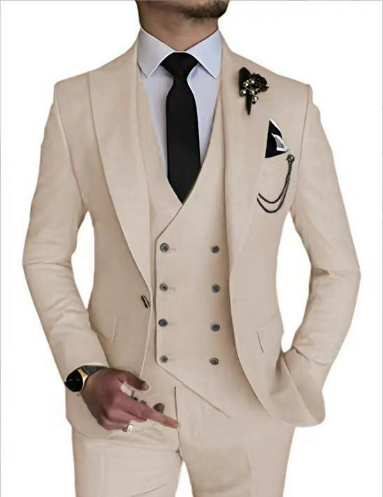 Men's Business Three-Piece Suit - Wedding Groom & Best Man Formal Attire Set