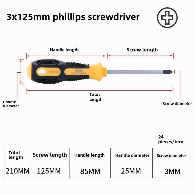 Industrial Grade Cross Flat Head Screwdriver Tool with Strong Magnetic Tip and Non-Slip Handle.