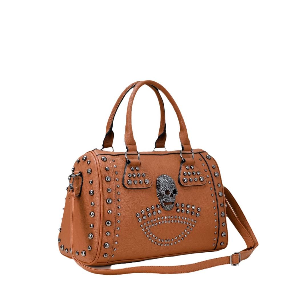 Pillow Bag Punk Women's Bag New Rivet Casual Soft Leather Skull Head Women's Bag Large Capacity Hand-held Crossbody Bag