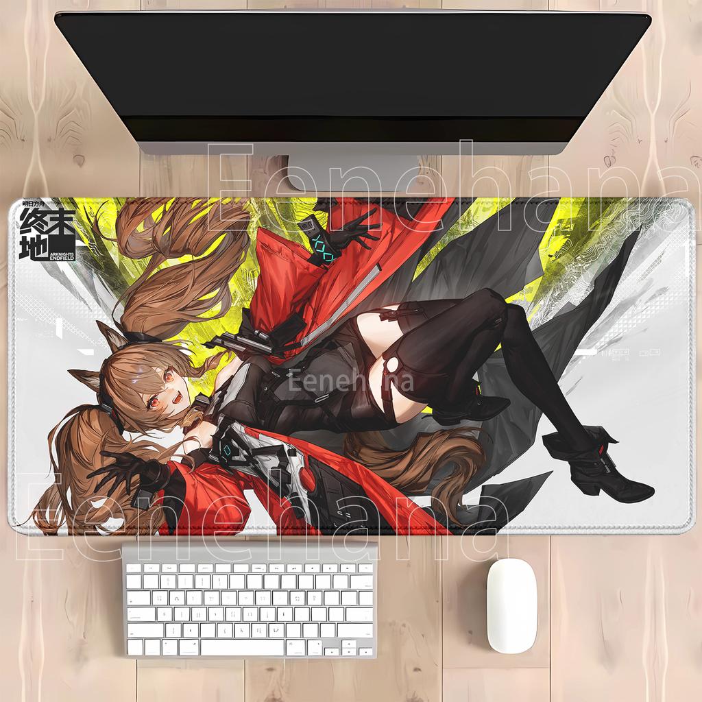 Arknights Endfield Gaming Mouse Pad Rubber Anime Girl Nonslip Base Mousepad Offices Accessories Hd Printing 400x900mm Desk Mat