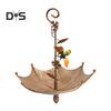 Hanging Birds Feeder for Outdoors Umbrella Shaped Birds Feeder Tray with Dragonfly/Butterfly/Honeybee Metal Wild Birds Bath for Garden Backyard Decor
