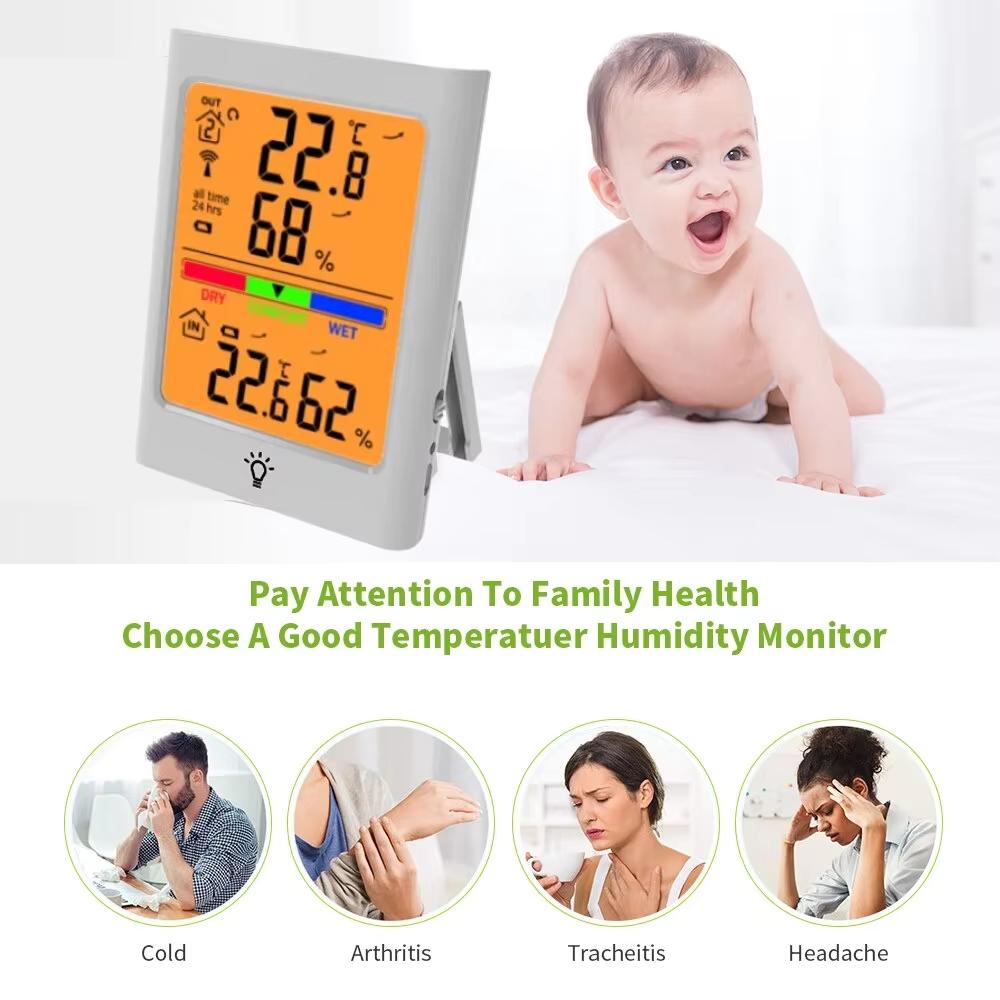Temperature And Humidity Meter Wireless Indoor Outdoor Backlight Magnetic Digital LCD Temperature Sensor
