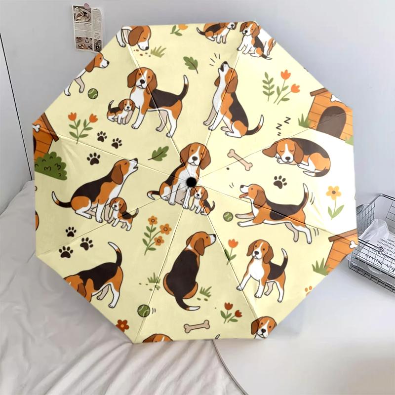 1 PC Automatic Folding Umbrella - Cute Dog Pattern, Portable & Foldable Design with 8 Ribs, Christmas Birthday Gifts
