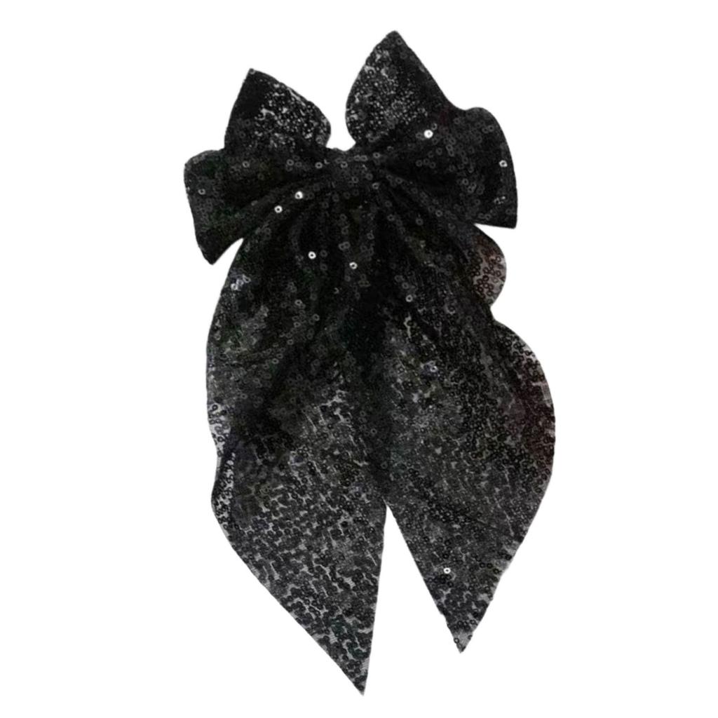 Sequined Ribbon Hair Bows Hair Styling Accessory for Daily and Special Event Sparkling Hair Clip for Women Girl Party Wear