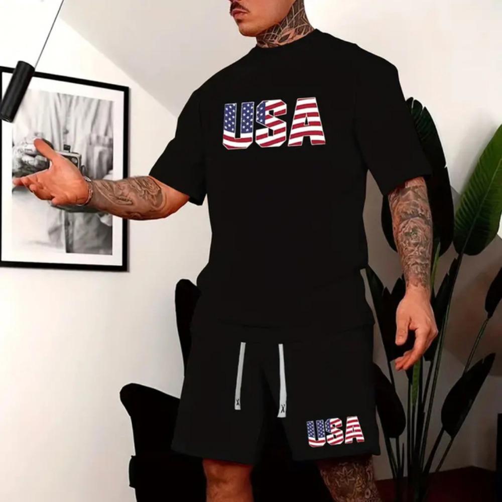 Men's King Printed Crewneck T-Shirt Fashion New 2024 Men's Short Sleeve Shorts 2-Piece Summer Outdoor Street Activity Suit