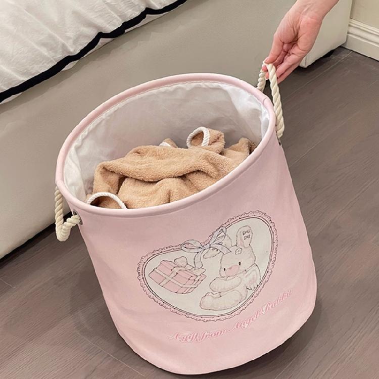 Laundry Hamper for Home Use Foldable Cotton Linen Basket With Lovely Designs for Organizing Dirty Clothes In Any Room