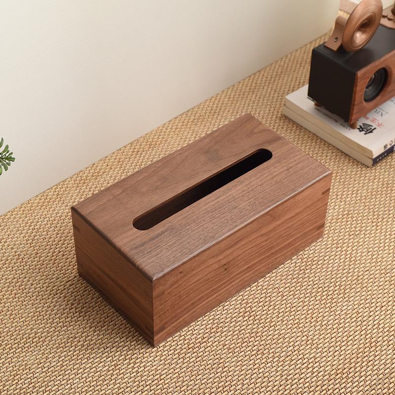 Black Walnut Solid Wood Tissue Box - Living Room Desktop Napkin Holder