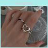 Eleganter, offener, verstellbarer Herzring im koreanischen Stil aus 925er Sterlingsilber für Damen