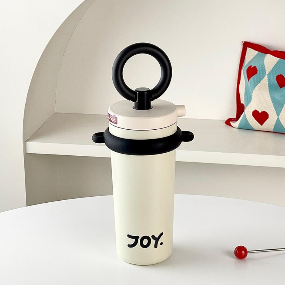 

Portable Straw Cup with Shoulder Strap Thermal Bottle High Quality Insulated Cup білий