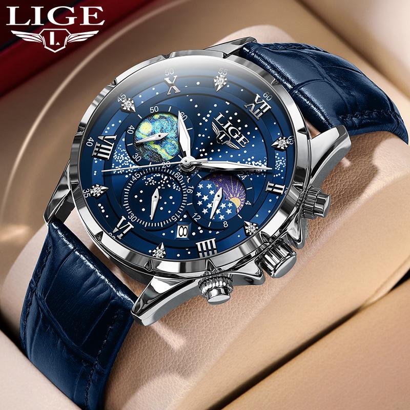 Quartz Watch For Men Top Brand Luxury Fashion Leather Watch Men Casual Sport Waterproof Chronograph Relogios Masculino+BOX