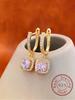 925 Silver Fashion Simple Square Zircon Hoop Earring For Women Engagement Wedding Luxury High Quality Fine Jewelry