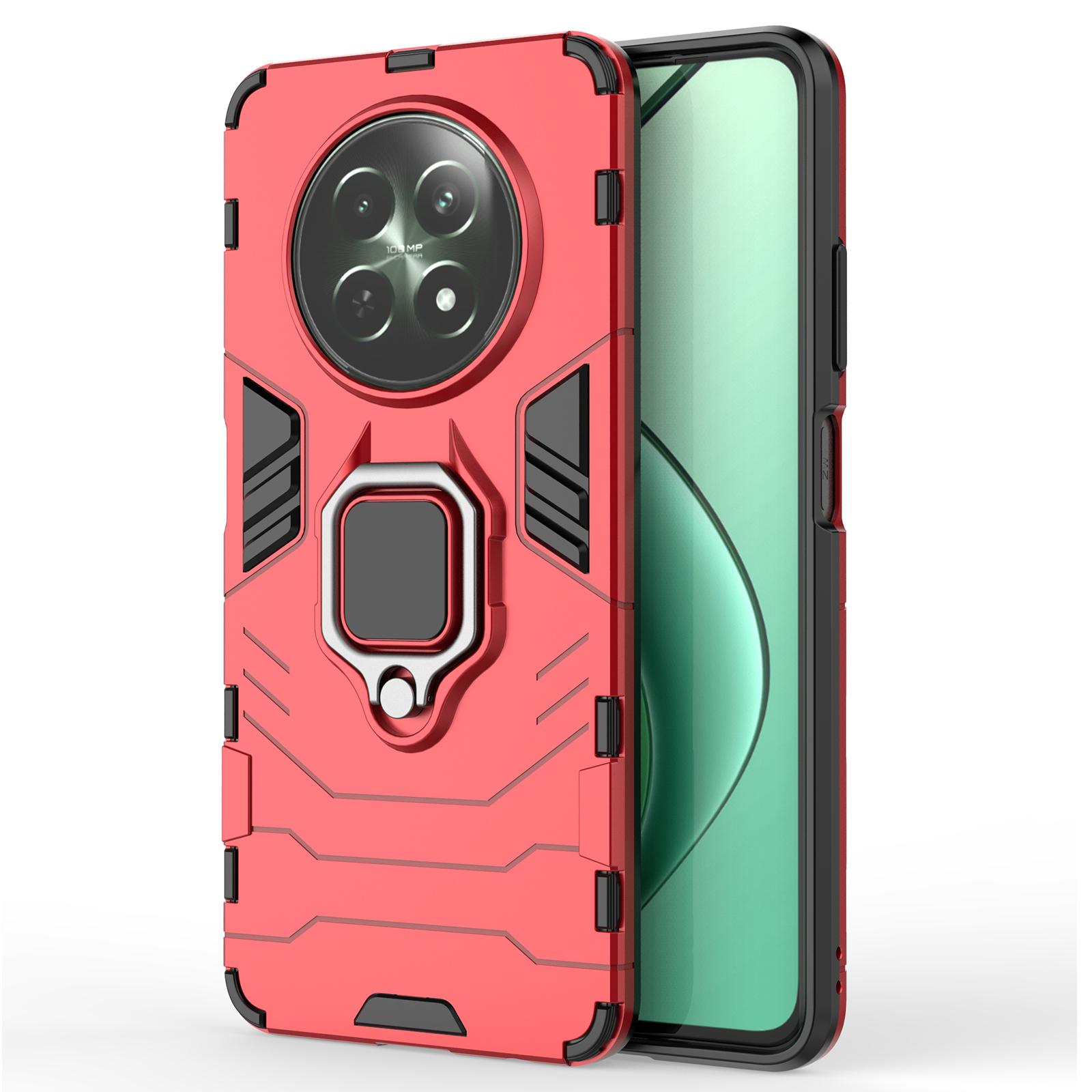 

For Realme 12 5G Case PC+TPU Bump Proof Protective Shell with Ring Kickstand Red