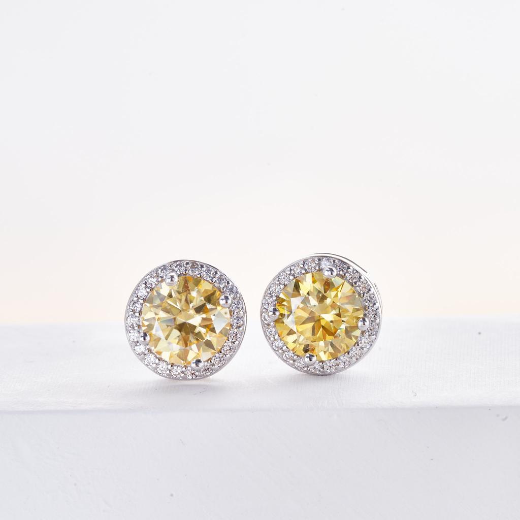 925 Silver 1 Carat Moissanite Round Earrings Engagement Wedding Daily Work Party Travel Luxurious Gift For Women