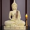 Nuova statua del Buddha seduto in meditazione da 25 centimetri, pezzo forte, idolo, articoli di arredamento per la casa per il soggiorno e regali (Crema)