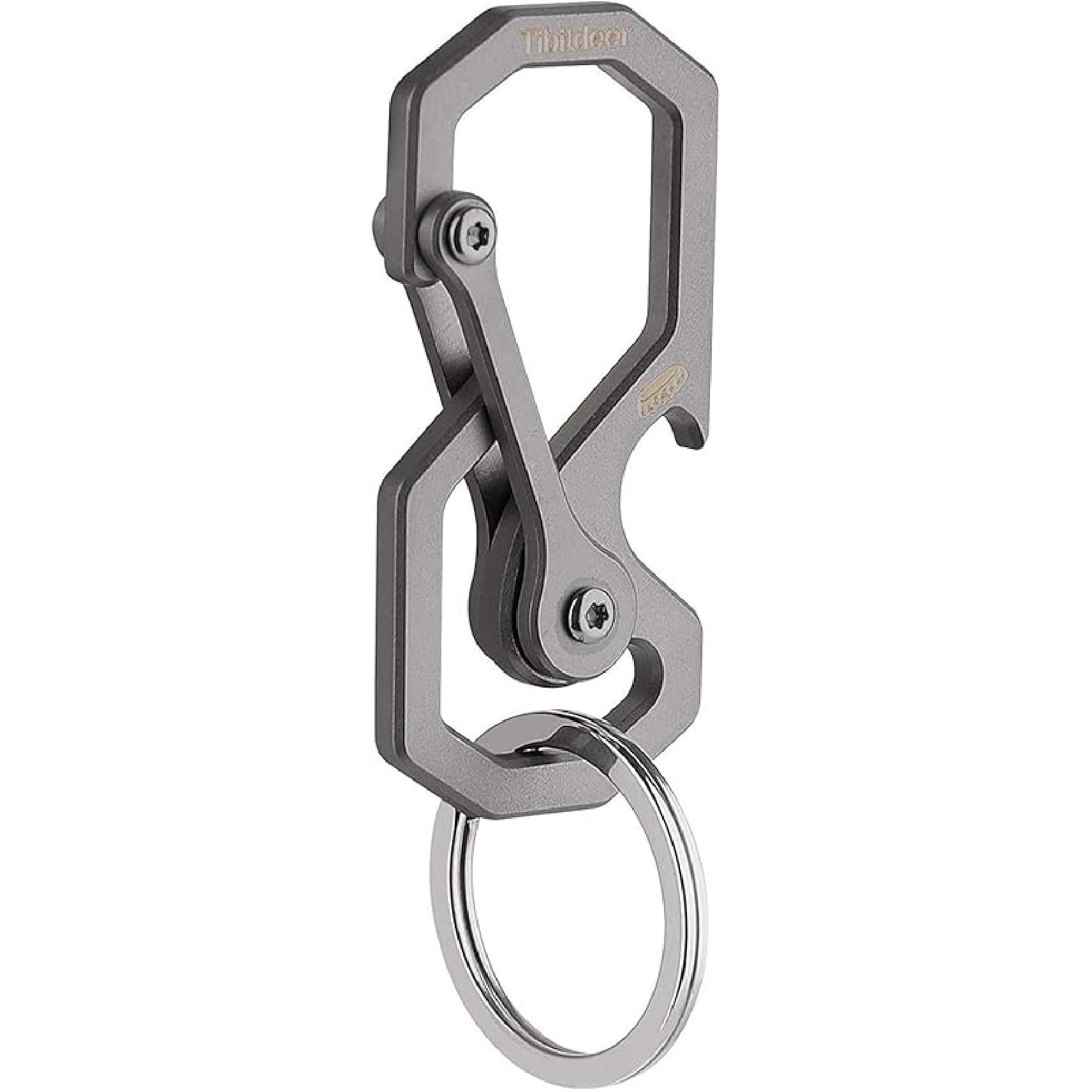Titanium Keychain, Multifunctional Carabiner Clip Key chain Heavy Duty Car Key Organizer with Bottle Opener K1 Grey