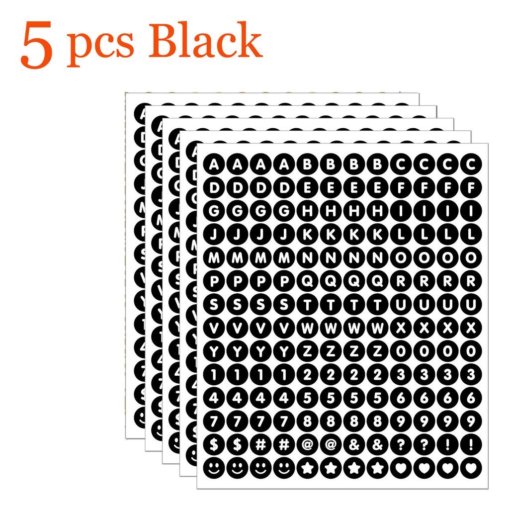 840pcs 5 Sheets 0.5 Inch Mini Round Letter Stationery Sticker Removable Number Alphabet Sticker for DIY Scrapbook Card Mug Craft