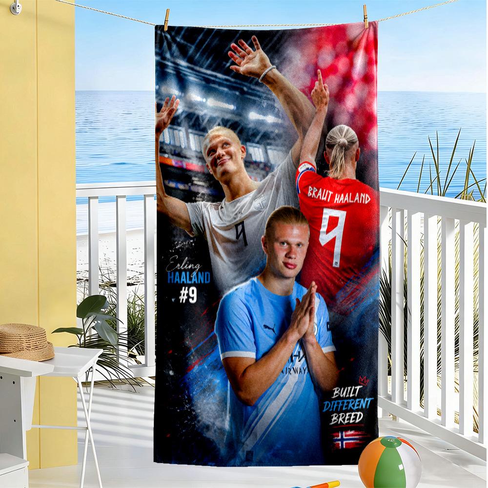 Haaland Norway Celebration Beach Towel Quick-Dry Soft Microfiber Comfortable Lightweight Suitable for Swimming, Gym, Camping, Yoga Vacation