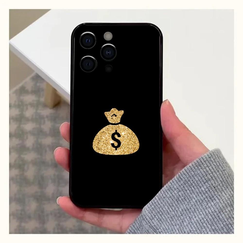 Money Gold Cash Art Design Phone Case For Apple iPhone 15,14,13,12,11,Pro,X,XS,Max,XR,Plus,Mini Soft Black Cover
