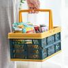 Large Foldable Handheld Plastic Basket for Shopping, Picnics & Snacks
