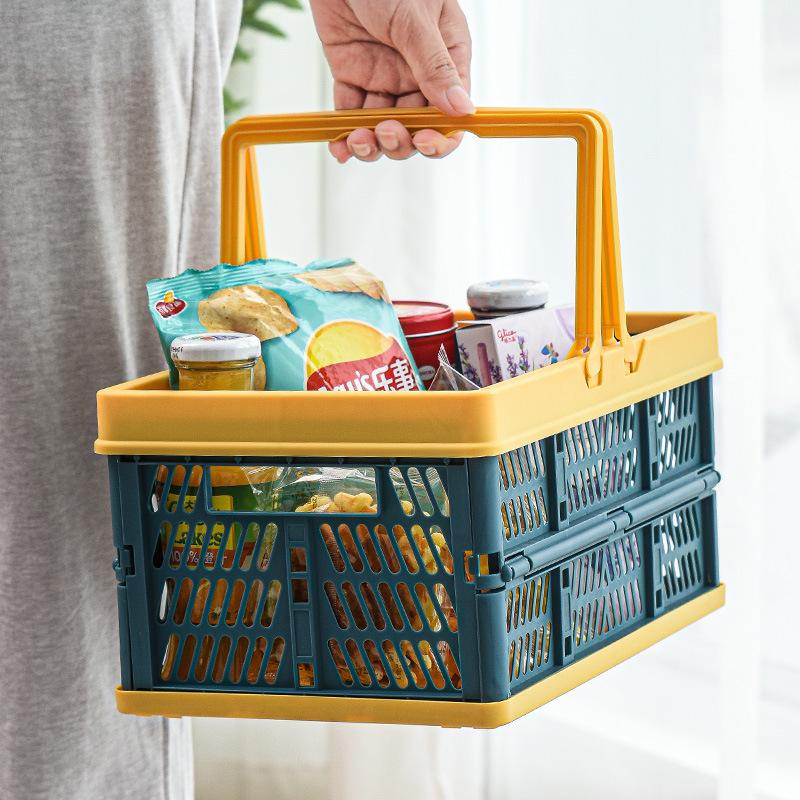 Grand Panier à Main Pliable en Plastique pour Shopping, Pique-niques & Collations