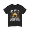 Down Syndrome Awareness Shirt, My Niece Is Down Right Rainbow Ribbon T-Shirt Mens Womens Tees Top