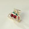 Hair Claws Red Korean Style Headwear Rhinestone Hairpin Cherry Hair Claw Female Hair Accessories