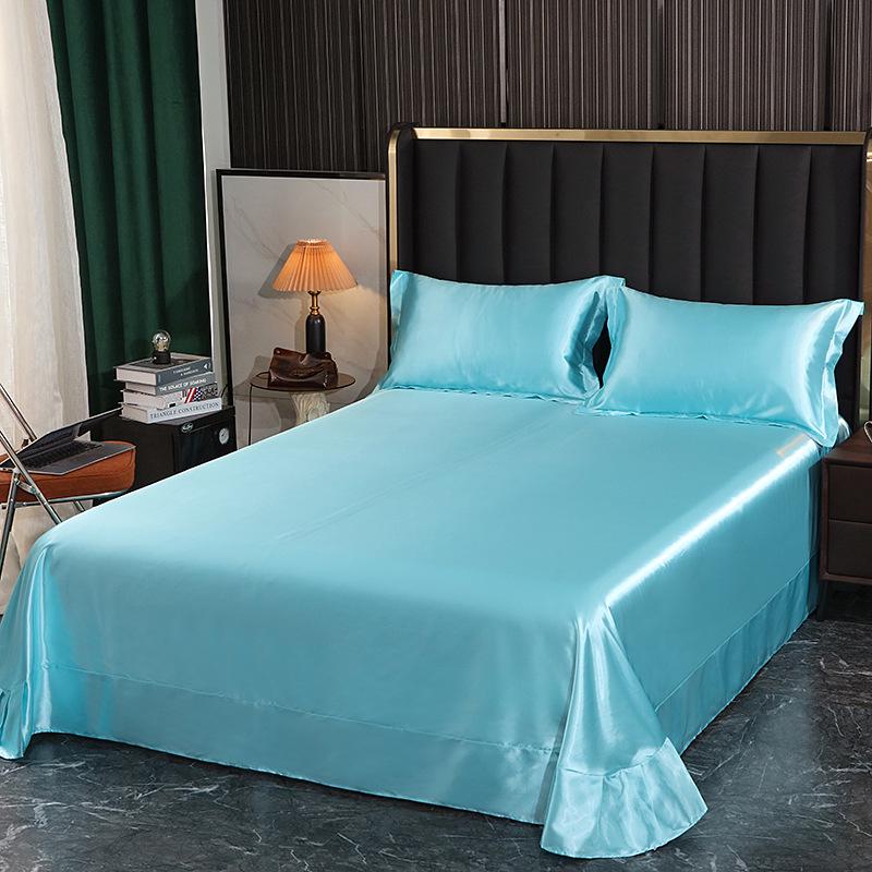 Washable Silk Fitted Sheet Set with Satin Pillowcase & Double Duvet Cover