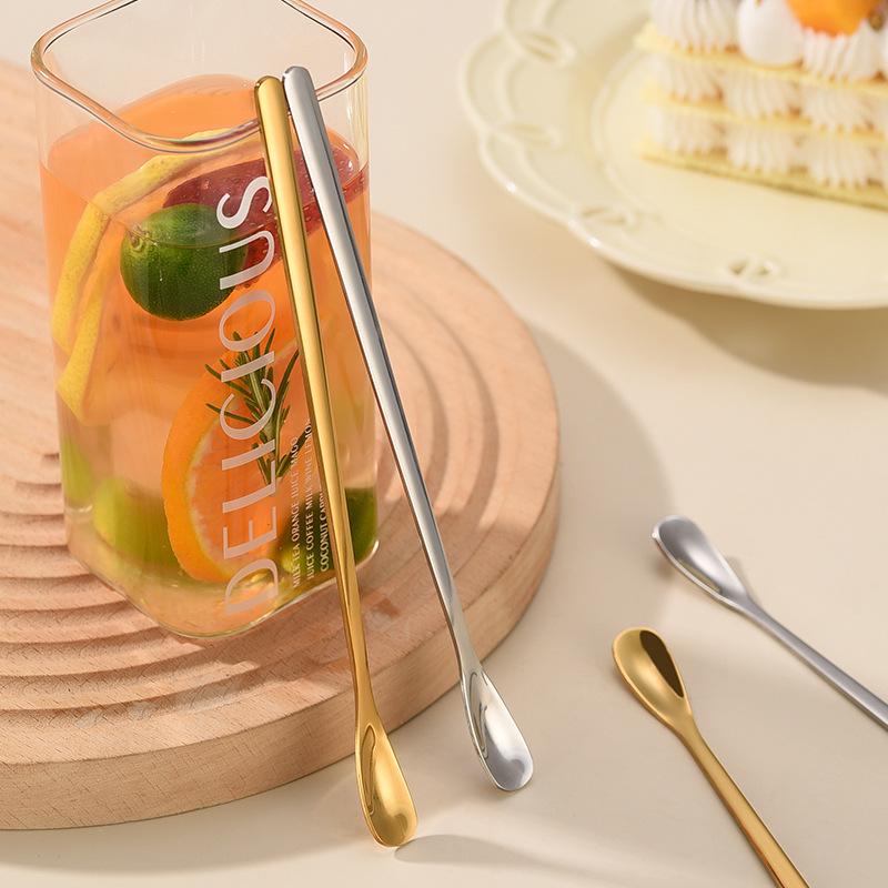 Japanese 410 Stainless Steel Long Handle Mixing Spoon for Tea, Coffee, Dessert & Ice