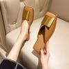 Fashion Fashion Metal Patent Leather Slippers Wrap Toe Women's Shoes for Outdoors New Style Casual Sandals for Women Sandalias De Mujer