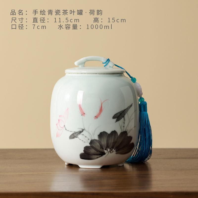 Creative Lotus Ceramic Tea Caddy Sealed Multifunctional Food Container Moisture-proof Candy Nuts Coffee Bean Powder Storage Jar