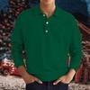Spring and Autumn Long Sleeve V-Neck Buttons Men's Casual Top Polo Shirt