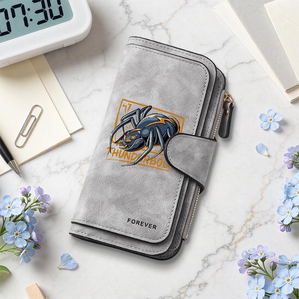 Thunderbolt Spider Pattern Long Wallet Multi Slot Fashion Purse for Daily Use