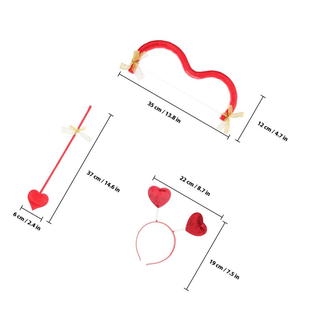 1Set Cupid Bow Arrow Headband Set Cute Cozy Costume Prop for Valentine Cosplay Stage Performance Photo Fun Cupid Arrow Bow