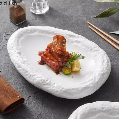 Unregelmäßiges Steinmuster Doppelschichtplatte Keramik Dessertschale Snackteller Sashimi Sushi Platte Künstlerische Konzeption Geschirr