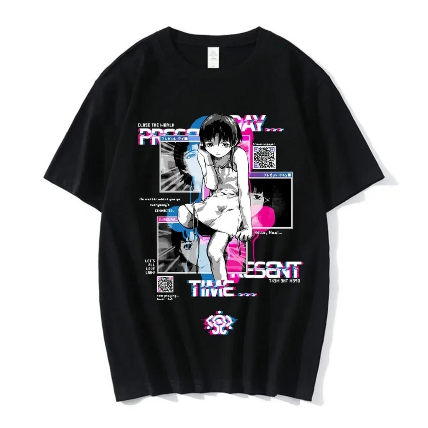 

2025 new model Anime Serial Experiments Lain T-Shirt Men Women Graphic T Shirts Unisex Iwakura MangaSci Fi Short Sleeve Tee Unis S чёрный