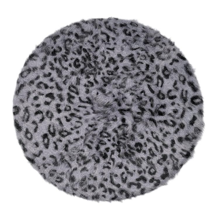 

Берет женский из кроличьего меха с леопардовым принтом в корейском стиле